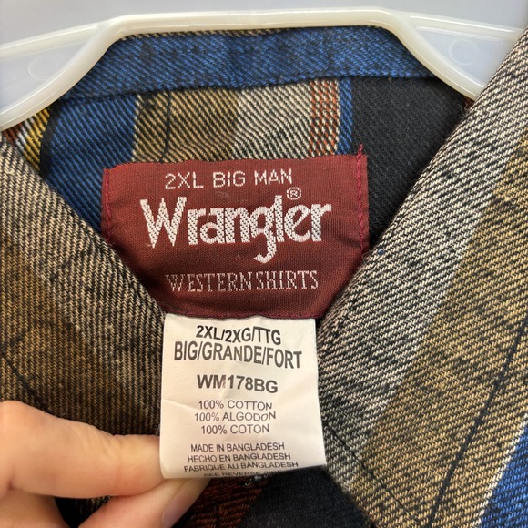 NWT Vintage Flannel Wrangler Western Wear Pearl Snap Shirt Size 2XL Big Striped - Picture 8 of 11
